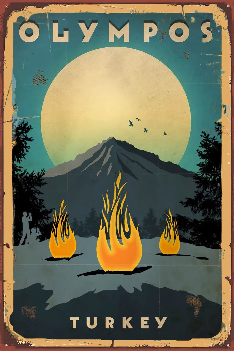 Olympos Retro Ahşap Poster No:738